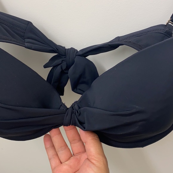 La vie en rose aqua D+ black swim top - Picture 2 of 7